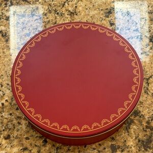 Cartier Holiday Edition Red and Gold Decorative Tin with Flavored Popcorn